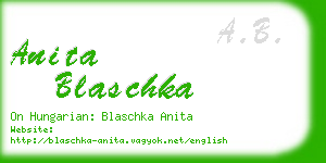 anita blaschka business card